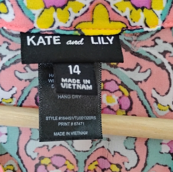 Kate and Lily Button Front Maxi Dress Size 14 Smocked Tiered Floral - Picture 7 of 8